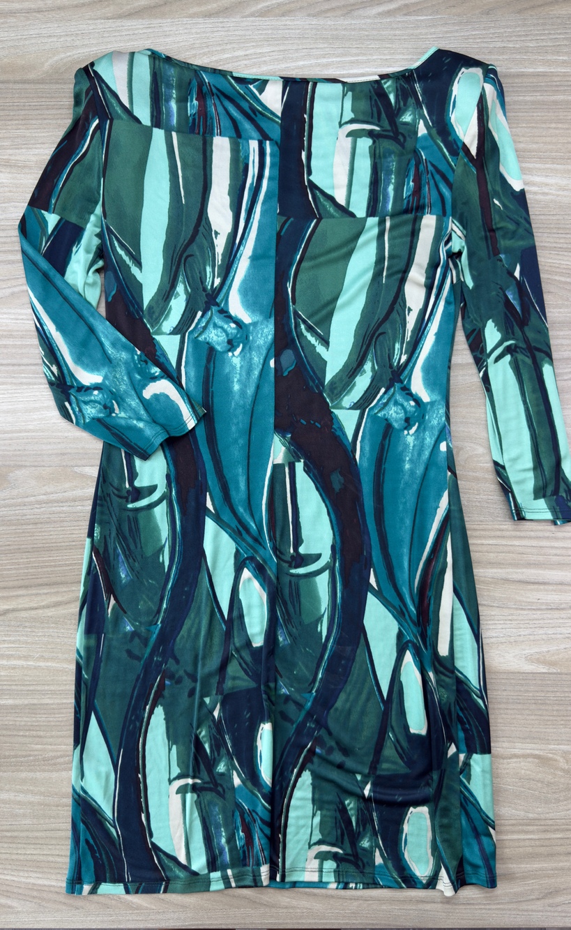 Catherine Malandrino Women's Multi Green Abstract Sheath Dress Size M Silk Rayon